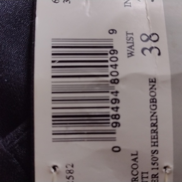 NWT Louis Raphael Super 150s charcoal herringbone pants - Picture 6 of 6